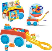 Mega Bloks karutis - vagonas su kaladėlėmis ir statymo pagrindu, HHN00