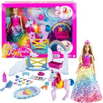 Barbės rinkinys su lėle, vienaragiu ir aksesuarais „Rainbow Potty Unicorn Set”, GTG01