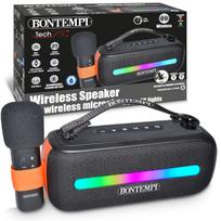Nešiojama belaidė kolonėlė su karaoke mikrofonu ir RGB šviesomis, 30,5 cm, Bontempi