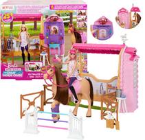 Barbie arklidžių rinkinys su lėle, žirgu ir aksesuarais, JDN43