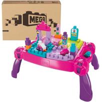 Mega Bloks staliukas su kaladėlėmis kūdikiams, rožinis, tvarioje pakuotėje, FFG22