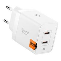 Spigen Essential EE472EU 2 prievadų USB-C 47W sieninis įkroviklis – baltos spalvos