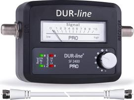 "DUR-Line® SF 24XX" - "Satfinder" - matavimo prietaisas skaitmeninei palydovinei antenai tiksliai sureguliuoti - su dideliu įvesties jautrumu - su F-kabliu ir išsamia instrukcija vokiečių kalba