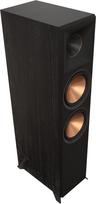 "Klipsch Reference Premiere RP-8000F II" grindų garsiakalbis su didesniu 90° x 90° hibridiniu "Tractrix" ragu, 8 colių kerametaliniais žemų dažnių garsiakalbiais ir "Dolby Atmos" integracija, skirtas aukščiausios kokybės namų kino garsui, juodos spalvos