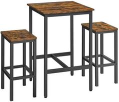 Songmics Baro stalas su kėdėmis, 60x60x90 cm, ruda/juoda