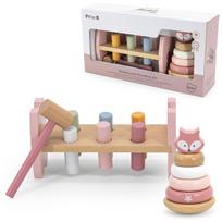 Medinis Montessori rinkinys Piramidė ir kalimo žaidimas su plaktuku Laputė PolarB