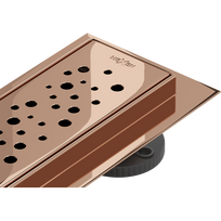 Mexen Flat 360° M12 pasukamas linijinis grindų latakas 80 cm, rožinis auksas - 1621080-40