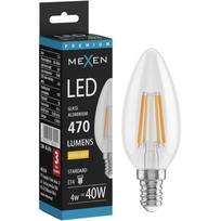Mexen Vintis LED kaitrinė E14 lemputė, C35, 4W, Šilta - 2700K, 470 lm, skaidri - L154-E14-0427-00