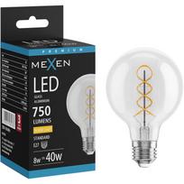 Mexen Vintis LED siūlelio spiralė lemputė E27, G80, 8W, Šiltas - 2700K, 750 lm, skaidrus - L165-E27-0827-00