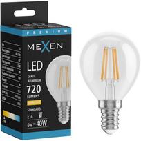 Mexen Vintis LED filamento lemputė E14, G45, 6W, Šilta - 2700K, 720 lm, skaidri - L156-E14-0627-00
