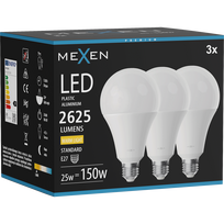 Mexen Nova 3x LED lemputė E27, A95, 25W, Šilta - 3000K, 2625 lm - L100-E27-2530-01x03