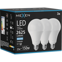 Mexen Nova 3x LED lemputė E27, A95, 25W, Šalta - 6500K, 2625 lm - L100-E27-2565-01x03