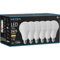 Mexen Nova 6x LED lemputė E27, A95, 25W, Šilta - 3000K, 2625 lm - L100-E27-2530-01x06