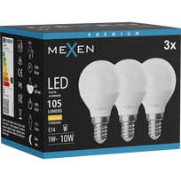 Mexen Nova 3x LED lemputė E14, G45, 1W, Šilta - 3000K, 105 lm - L101-E14-0130-01x03