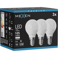 Mexen Nova 3x LED lemputė E14, G45, 1W, Neutrali - 4000K, 105 lm - L101-E14-0140-01x03