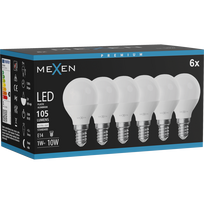 Mexen Nova 6x LED lemputė E14, G45, 1W, Neutrali - 4000K, 105 lm - L101-E14-0140-01x06