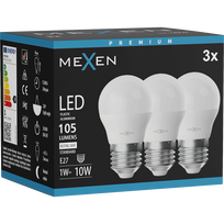 Mexen Nova 3x LED lemputė E27, G45, 1W, Neutrali - 4000K, 105 lm - L101-E27-0140-01x03