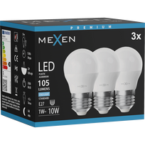 Mexen Nova 3x LED lemputė E27, G45, 1W, Šalta - 6500K, 105 lm - L101-E27-0165-01x03