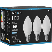 Mexen Nova 3x LED Lemputė E14, C37, 1W, Šalta - 6500K, 105 lm - L102-E14-0165-01x03