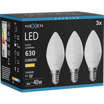 Mexen Nova 3x LED lemputė E14, C37, 6W, Šilta - 3000K, 630 lm - L102-E14-0630-01x03