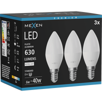 Mexen Nova 3x LED lemputė E14, C37, 6W, Neutrali - 4000K, 630 lm - L102-E14-0640-01x03