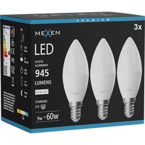Mexen Nova 3x LED lemputė E14, C37, 9W, Neutralus - 4000K, 945 lm - L102-E14-0940-01x03