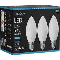 Mexen Nova 3x LED lemputė E14, C37, 9W, Šalta - 6500K, 945 lm - L102-E14-0965-01x03