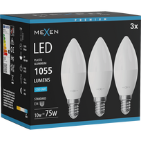 Mexen Nova 3x LED lemputė E14, C37, 10W, Šalta - 6500K, 1055 lm - L102-E14-1065-01x03