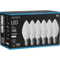 Mexen Nova 6x LED lemputė E14, C37, 1W, Neutralus - 4000K, 105 lm - L102-E14-0140-01x06