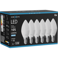 Mexen Nova 6x LED Lemputė E14, C37, 1W, Šalta - 6500K, 105 lm - L102-E14-0165-01x06