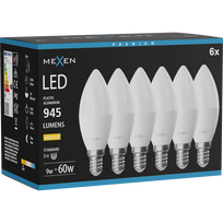 Mexen Nova 6x LED Lemputė E14, C37, 9W, Šilta - 3000K, 945 lm - L102-E14-0930-01x06