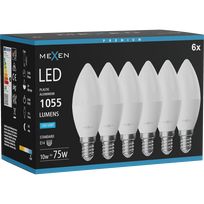Mexen Nova 6x LED lemputė E14, C37, 10W, Šalta - 6500K, 1055 lm - L102-E14-1065-01x06