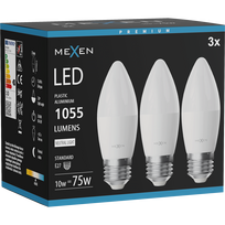 Mexen Nova 3x LED lemputė E27, C37, 10W, Neutrali - 4000K, 1055 lm - L102-E27-1040-01x03
