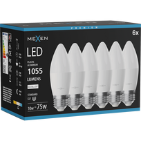Mexen Nova 6x LED lemputė E27, C37, 10W, Neutralus - 4000K, 1055 lm - L102-E27-1040-01x06