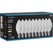 Mexen Nova 10x LED lemputė E14, C37, 5W, Šilta - 3000K, 525 lm - L102-E14-0530-01x10