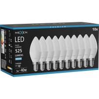 Mexen Nova 10x LED lemputė E14, C37, 5W, Šalta - 6500K, 525 lm - L102-E14-0565-01x10