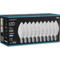Mexen Nova 10x LED lemputė E14, C37, 6W, Šalta - 6500K, 630 lm - L102-E14-0665-01x10