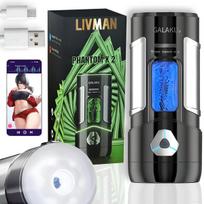 Automatinis masturbatorius LIVMAN GALAKU PHANTOM X-2 vyrams su 10 vibracijos ir čiulpimo režimų bei valdymu per Galaku programėlę, 500mAh