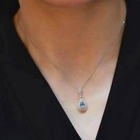 Light Sea Blue Gemstone Earrings For Women Necklace Luxury High Quality And Elegant Full Diamond Water Droplet Jewelry Sets