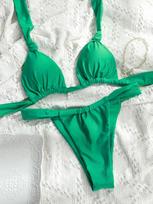 Klostyti bikini Push Up maudymosi kostiumas Seksualūs maudymosi drabužiai Moteriški tvarsteliniai paplūdimio drabužiai Vienspalviai maudymosi kostiumai 2025 m. Bikini Vasaros maudymosi kostiumai S