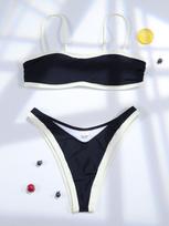 Aukšto kirpimo maudymosi kostiumai Naujas Bikini Vienspalvis Bkinis Moteriški maudymosi kostiumai Juodi Paplūdimio drabužiai Žemas liemuo Biquini Push Up Dviejų dalių kostiumas S