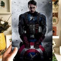 1 vnt. Marvel Kapitono Amerikos skydas Metalinė sienos dekoracija - Oficiali Marvel prekė su raudonu, baltu ir mėlynu superherojų plakatų rėmeliu - 20x30cm（7.8x11.8inch） black