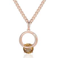 Shiny Brown Natural Zircon Pendant Necklace For Women Luxury  Rose Gold Color Party Accessories Daily Fine Jewelry