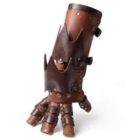 Mechaninės Pirštinės Vintažinis Ornamentas Dešinės Rankos Pirštinės Steampunk Odinės Pirštinės Helovino Cosplay Šventės Rekvizitas ruda