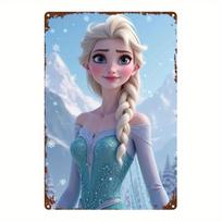 2D Plokščias, 1 vnt. Disney Ledinė Šalis Elza Princesė Metalo Sienos Menas - Oficiali Ledinės Puošmena Su Išgręžtomis Skylėmis, Vintažinio Stiliaus Plakatas Sui 20x30cm（7.8x11.8inch）