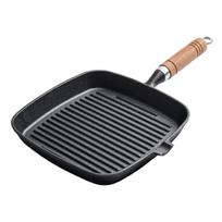 Ketaus kepsninė keptuvei, nepadengta ir nelipni, buitinė su grioveliais 24 cm, speciali keptuvė jautienos kepsniams kepti, plokščiadugnė keptuvė