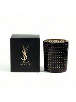 YSL Juodas stiklinis žvakidė su permatomu žvaigždžių raštu, romantiškas šviesą atspindintis žvakės puodelis (žvakės/kvapas neįtraukti) juoda