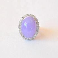 Exquisite Light Purple Ring   Natural Violet Chalcedony Large Oval Rings For Women Luxury Elegant Engagement Jewelry resizable