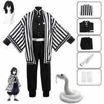 Anime Kimetsu No Yaiba Iguro Obanai Kimono Uniforma Anime Pruik Cosplay Kostiumas Helovino Vakarėlis S tamsiai pilka spalva