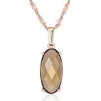 Round Light Brown Natural Zircon Pendant Necklace For Women Simple  Rose Gold Color High Quality Daily Jewelry